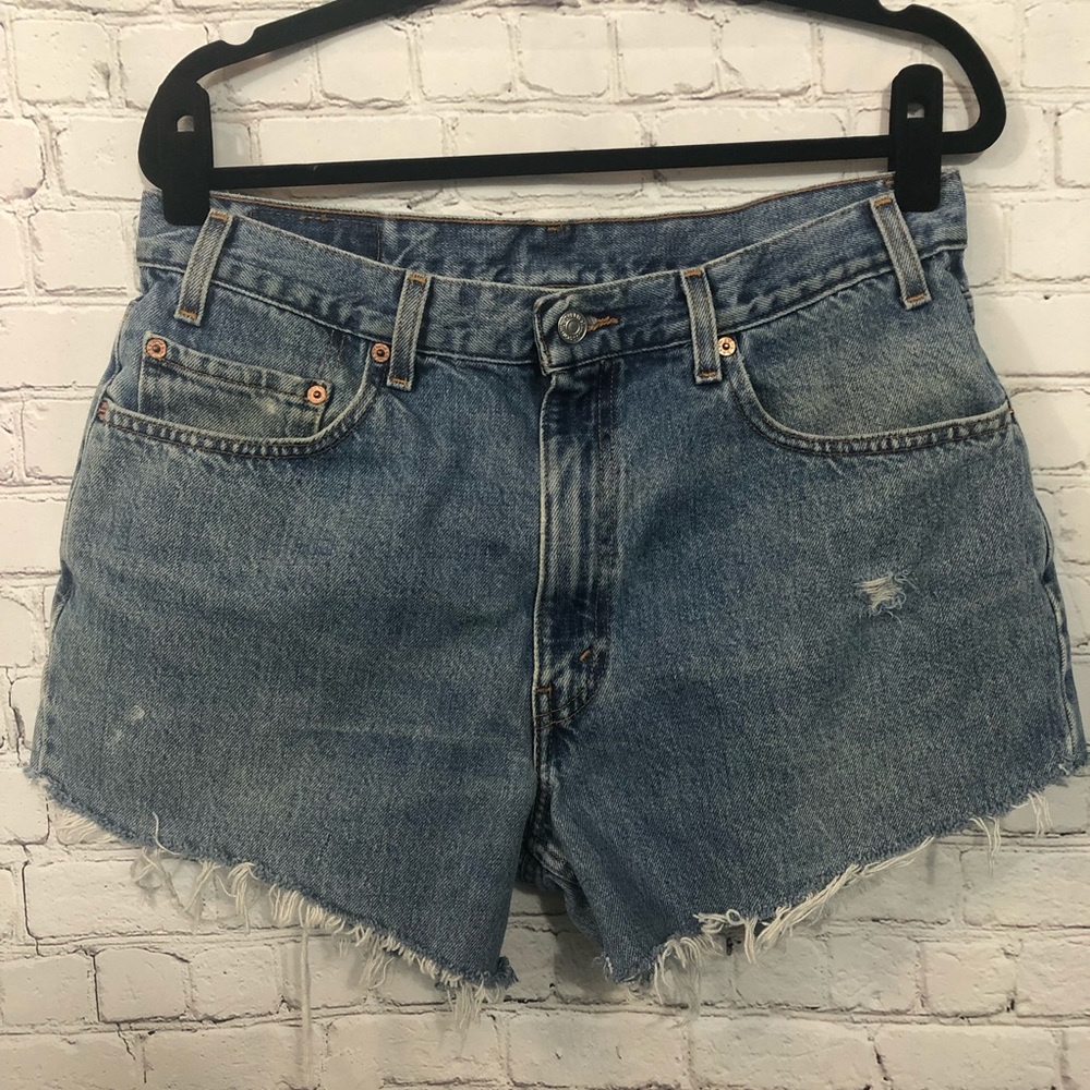 Levi’s custom cutoff distressed denim shorts